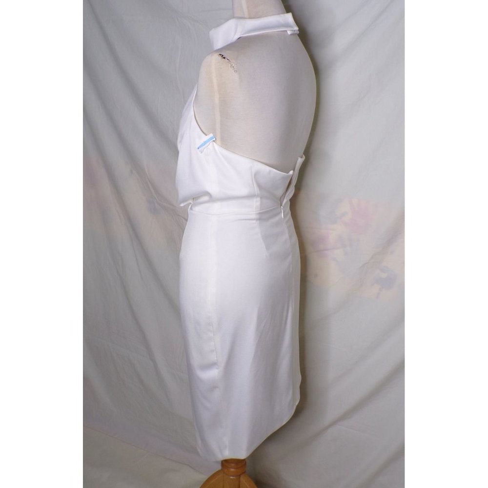 ELLIATT Camo Asymmetric Satin Halter Dress White Large 8 NEW - Picture 11 of 13